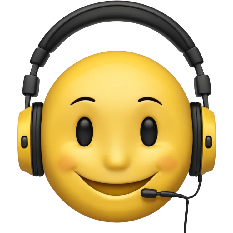 Smiley face with black headphones  emoji