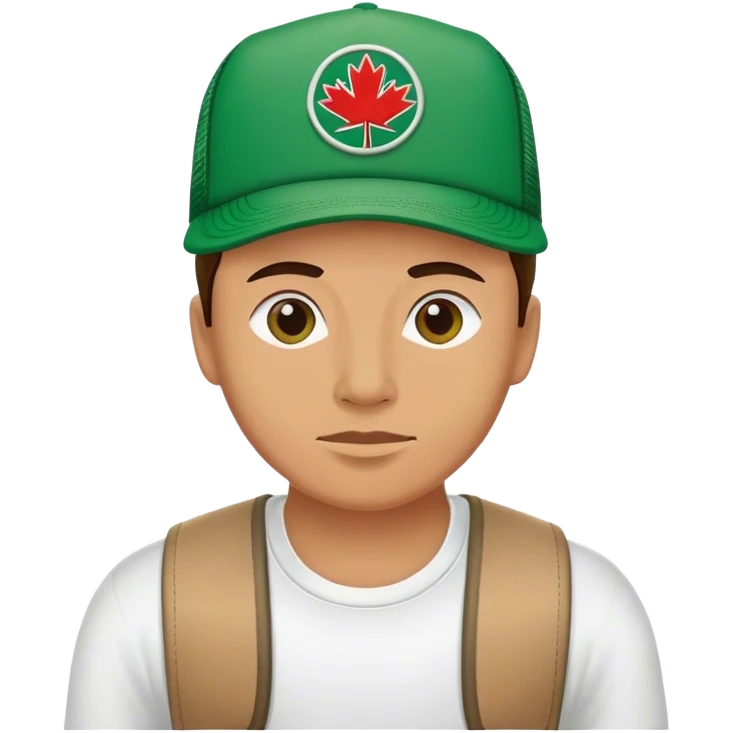 green ottowa trucker hat with text HIGHER written on it,  white center emoji