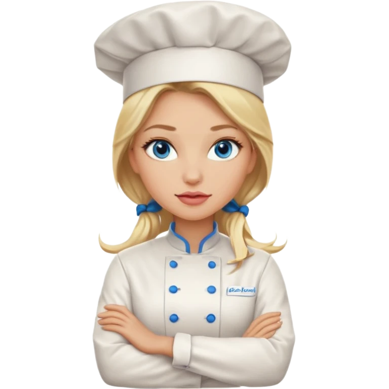 Beautiful, sexy,  long blonde hair, blue eyed, full lips female chefarms folded  emoji