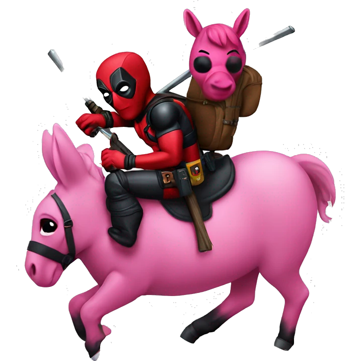 Deadpool riding pink donkey emoji