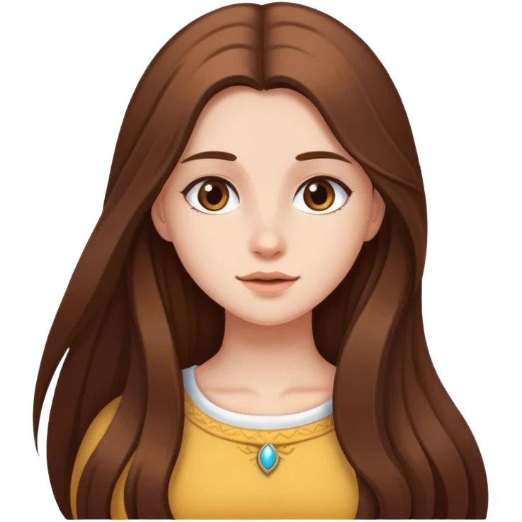 White girl with long brown hair emoji