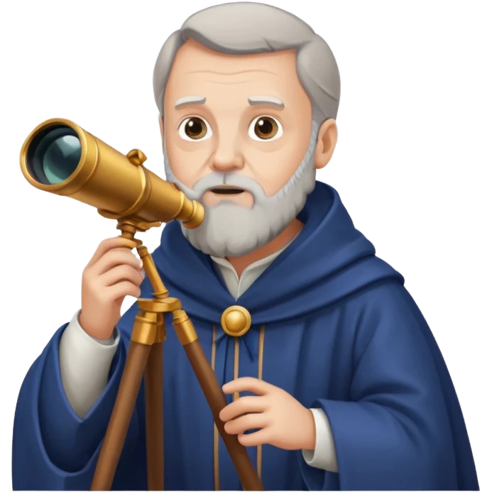 Galileo Galilei emoji looking through a telescope, period-appropriate robes emoji