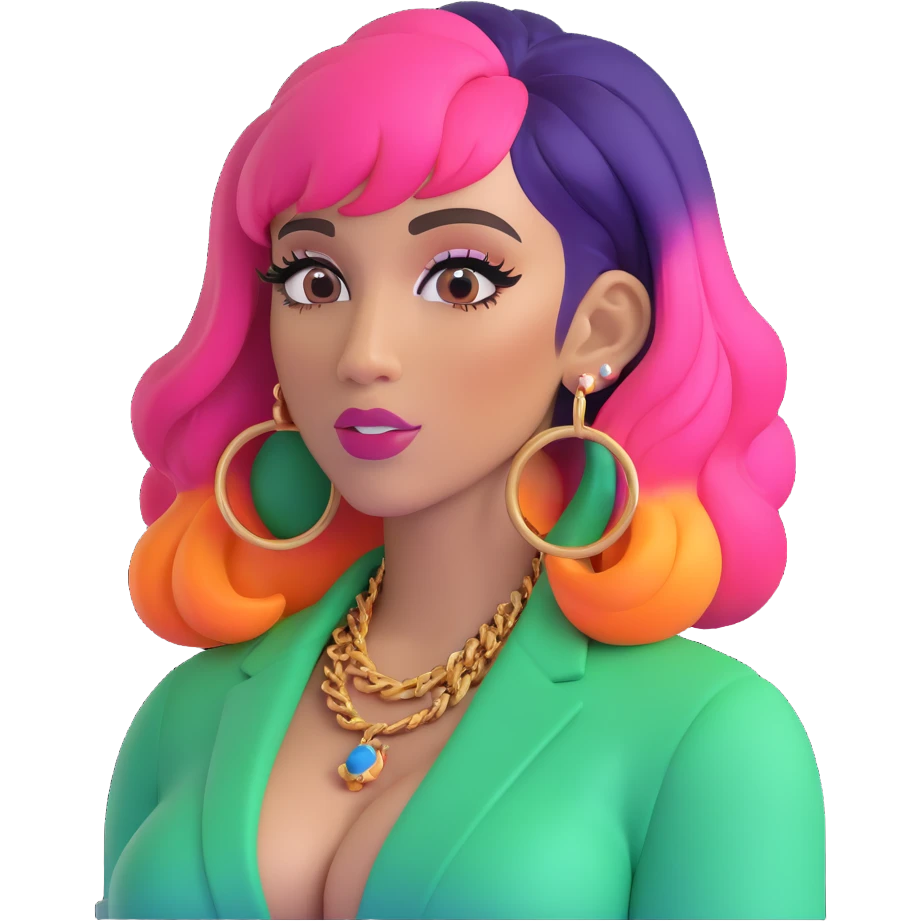 Cardi B with colorful hair emoji