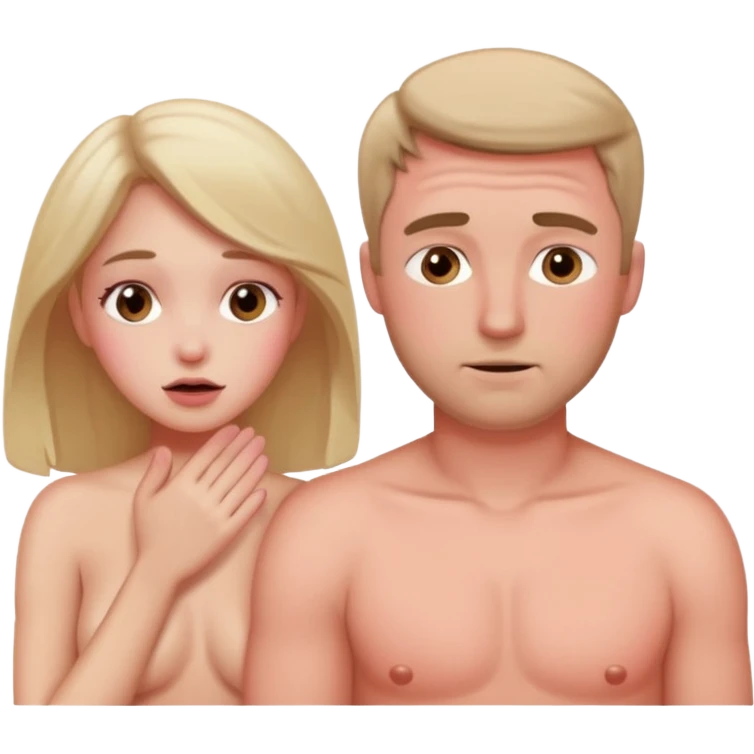 White woman naked and embarrassed in front of white man emoji