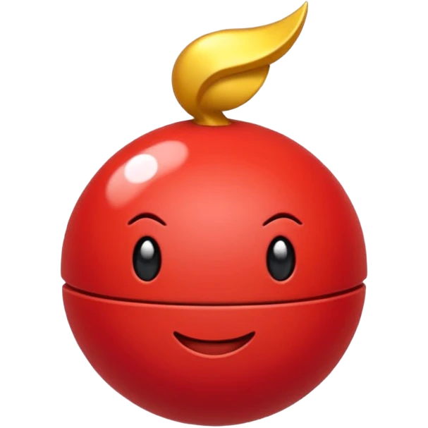 Uma pokébola redonda e simpática, vermelha em cima, branca embaixo, com uma faixa preta no meio e um botão branco central, com brilho suave e aparência limpa de emoji. emoji