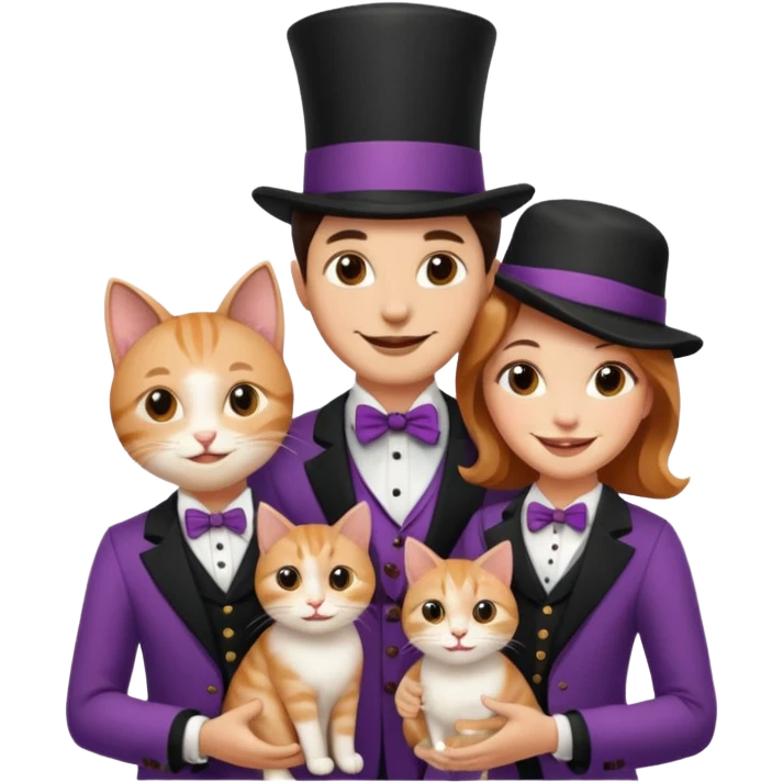 magician couple and their pet cat emoji