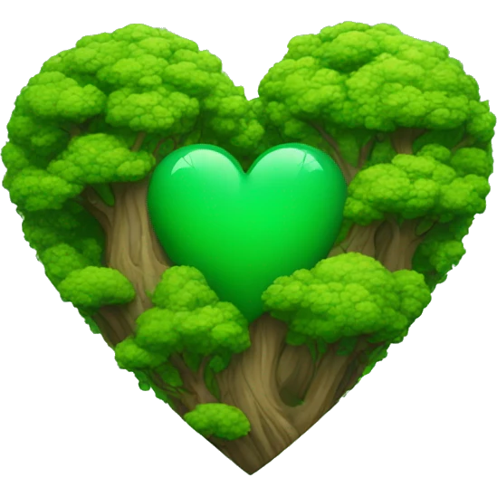 A  green heart with forest inside emoji