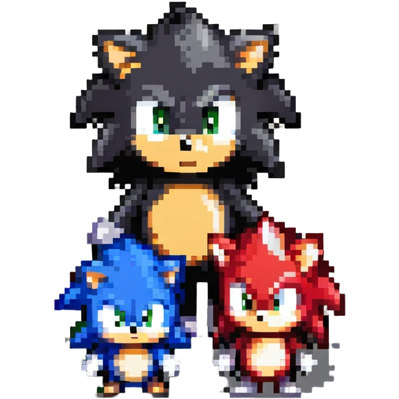 Baby Sonic the Hedgehog, baby Shadow the Hedgehog, and baby Silver the Hedgehog together emoji