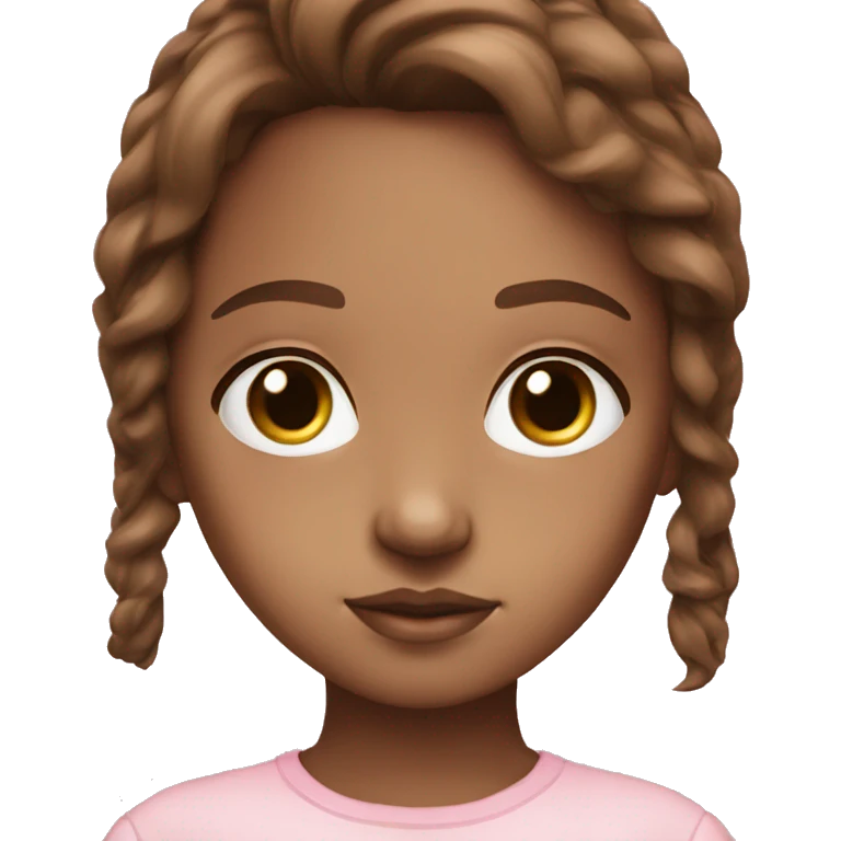 Brown doll eyes, brown hair, feminine, pink, girl, angelic emoji