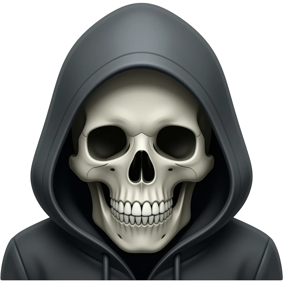 simple black hood and shadowy skull face emoji