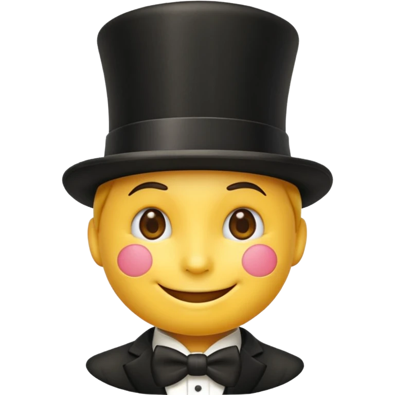 Smiling Emoji wearing top hat emoji