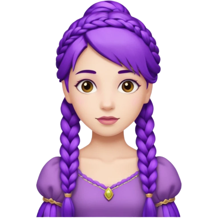 Princesses with Purple Hair with Long Purple Braid emoji