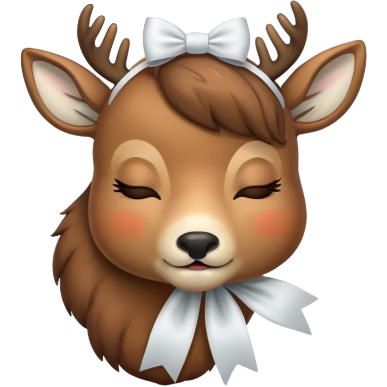 Deer with a white bow sleepy emoji