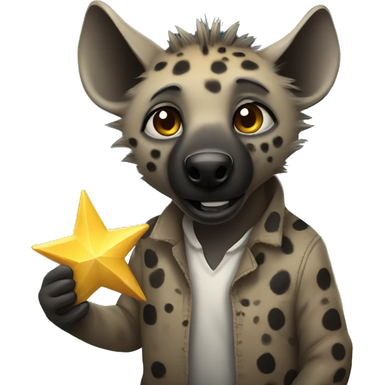 a hyena holding a star emoji