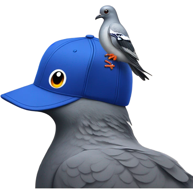 Pigeon with a Mets hat emoji