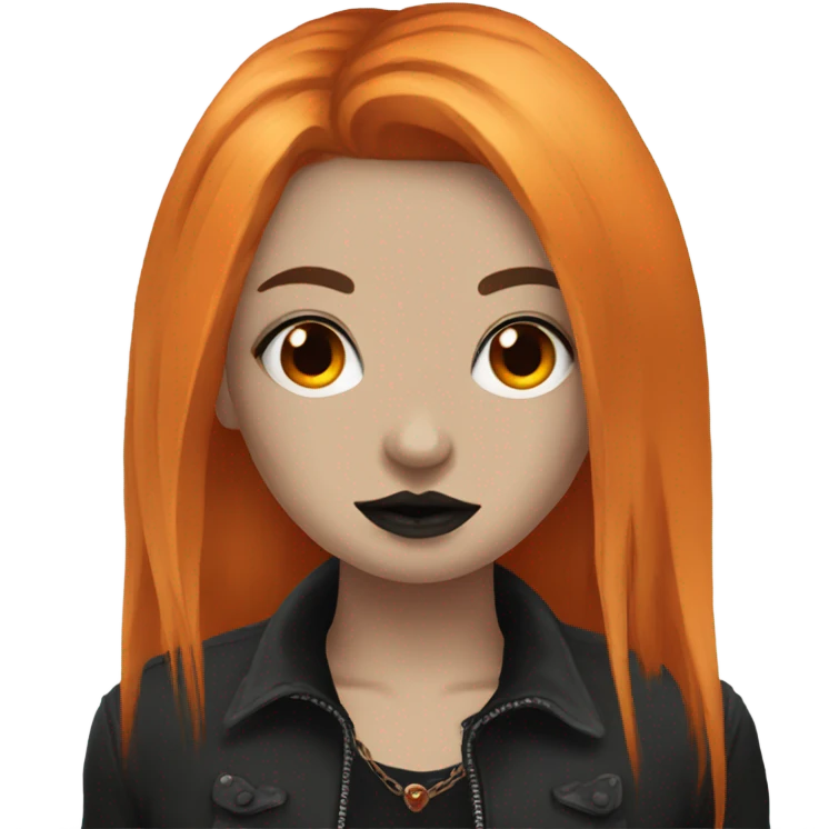 Goth girl with tattoos and long orange hair no face tattoos emoji