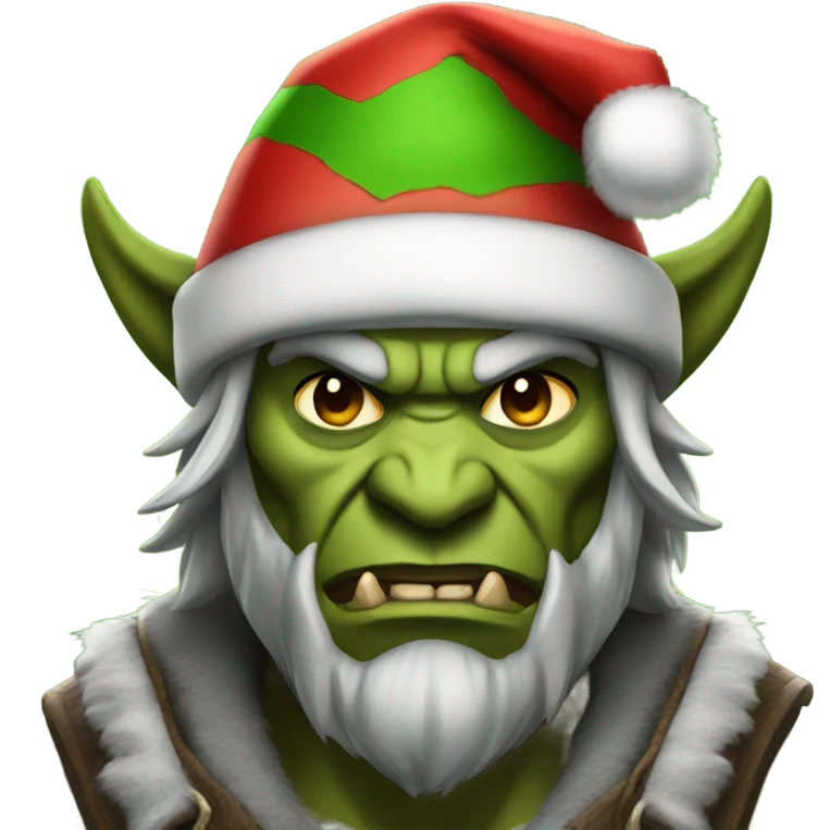 Fierce Orc ranger wearing santa hat emoji