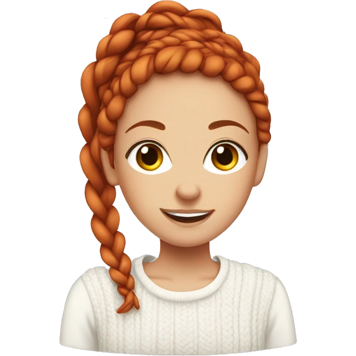 Pretty red haired girl with braids and with white sweater  emoji