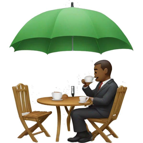 drinking tea in the umbrella emoji