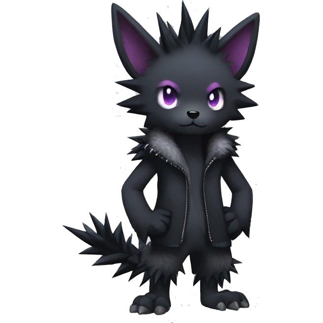 Dark Edgy Cool Shy Fluffy Spiky FurSona Fakemon Full Body emoji