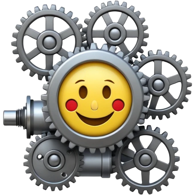 Industrial mechanical motor with a smiley face emoji