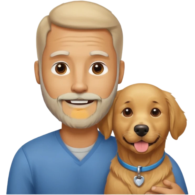 men with dog, 3 day beard, no hair emoji