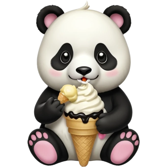Panda eating ice cream emoji