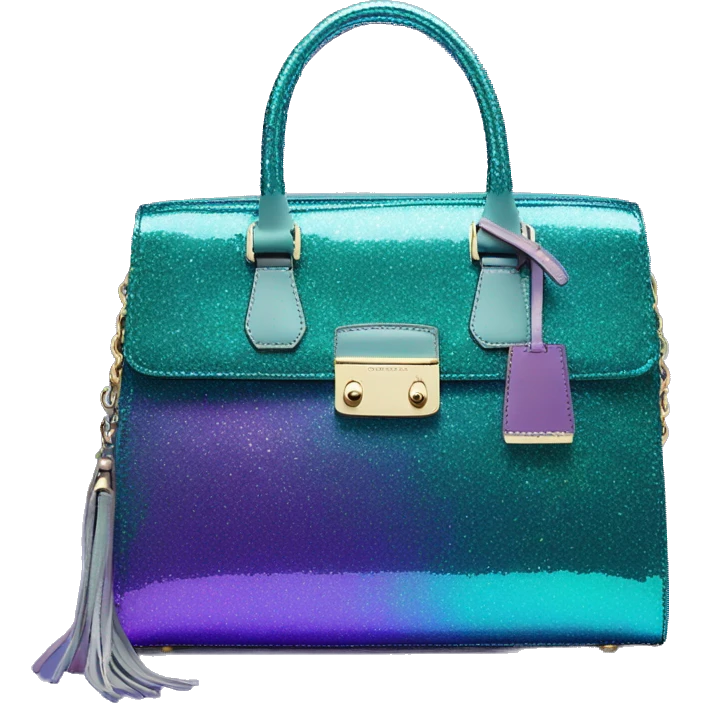 Realistic iridescent purple teal blue  shift glitter Michael Kors satchel purse.  emoji