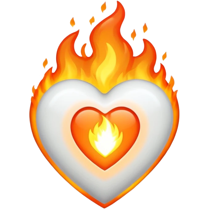 The heart is white and there is fire all around emoji