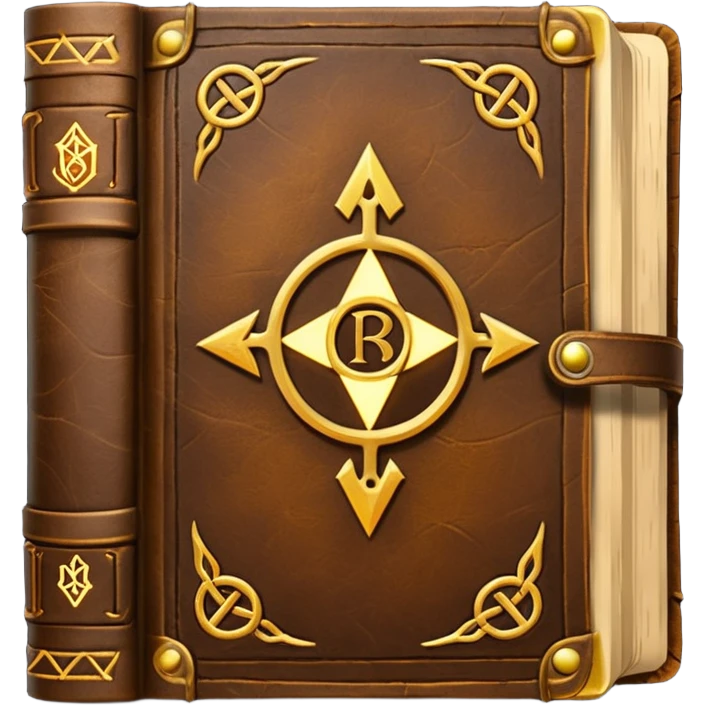 Spell Book – Old leather book with glowing runes and bookmarks emoji