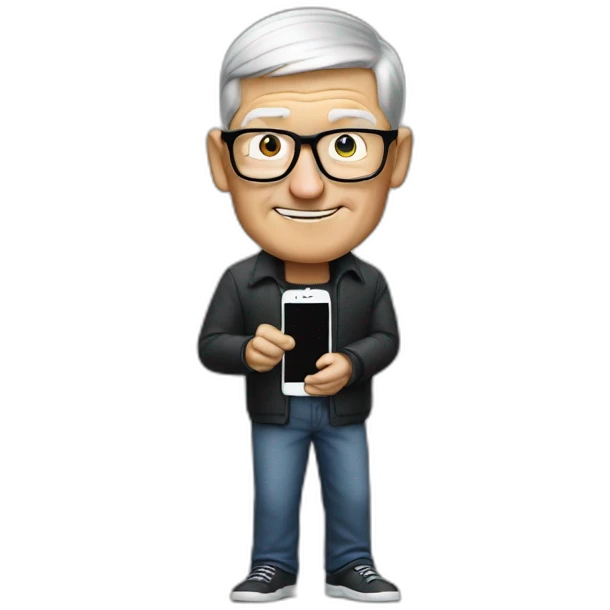Tim cook taking photo with iPhone emoji
