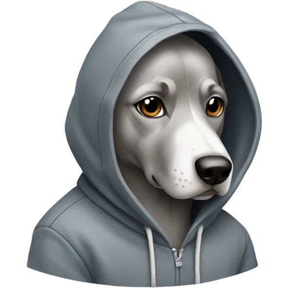 Grey dog wearing a hoodie emoji