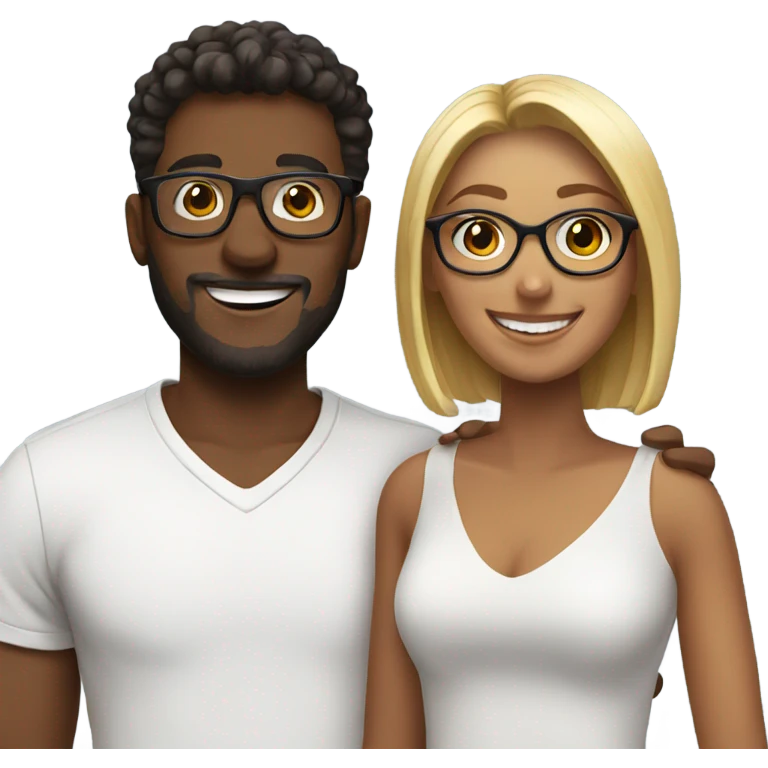 Couples in glasses smiling emoji