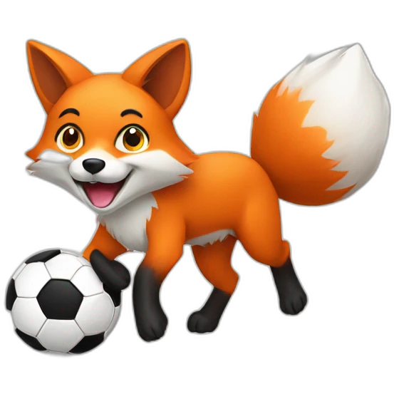 Animal fox run soccer and ball emoji