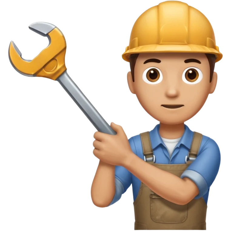 A man's hand holds a wrench emoji