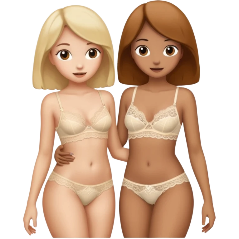 two girls panties lingeries intimate emoji