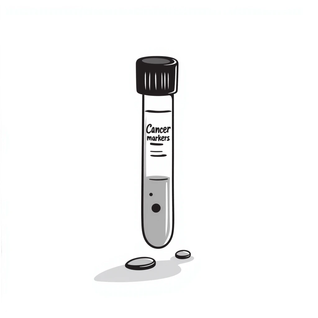 Blood test tube labeled for cancer markers, laboratory specimen for oncology testing emoji