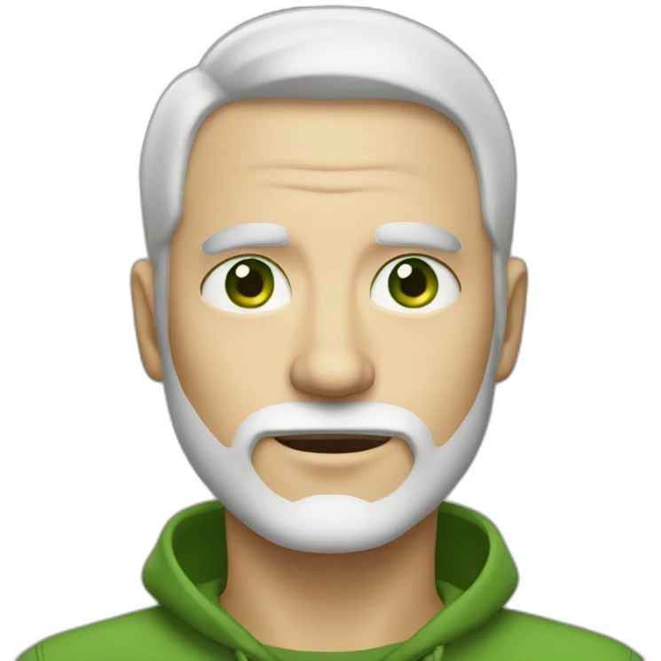 mature man with little hair, white beard and green eyes emoji