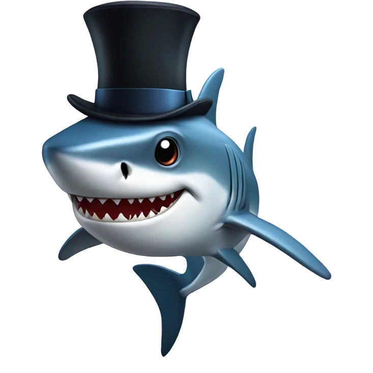 Shark with a top hat emoji