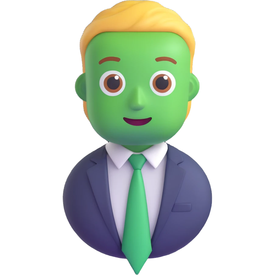 green manager emoji, wearing tie, professional, positive aura emoji