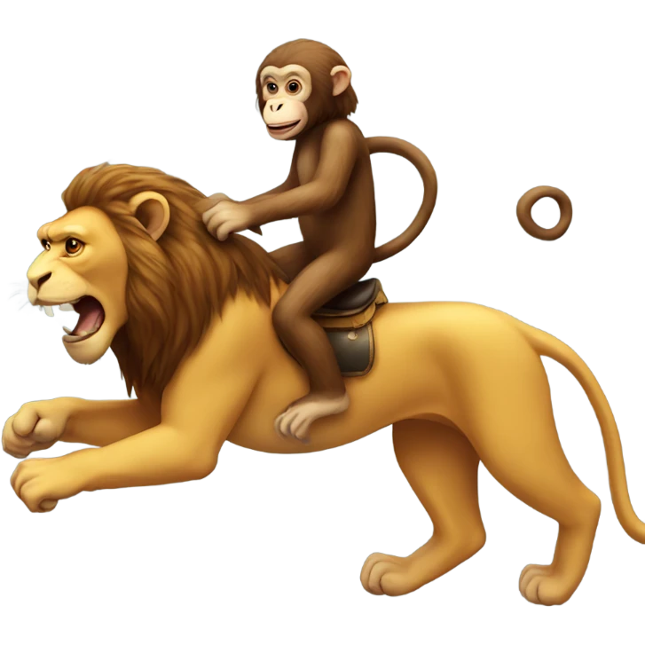 Monkey riding a lion  emoji