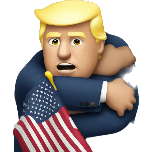 President Trump hugging a flag emoji