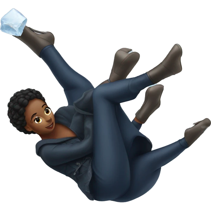 Black lady falling on ice emoji