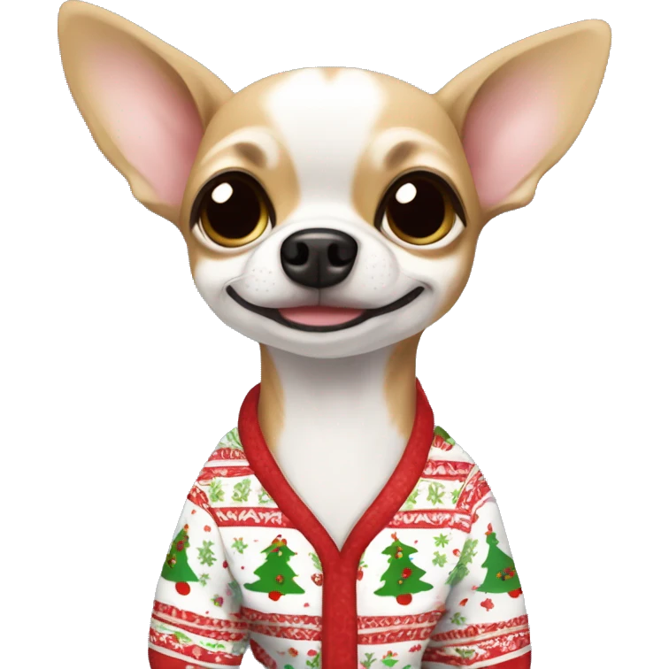 Chihuahua wearing Christmas pajamas ￼ emoji