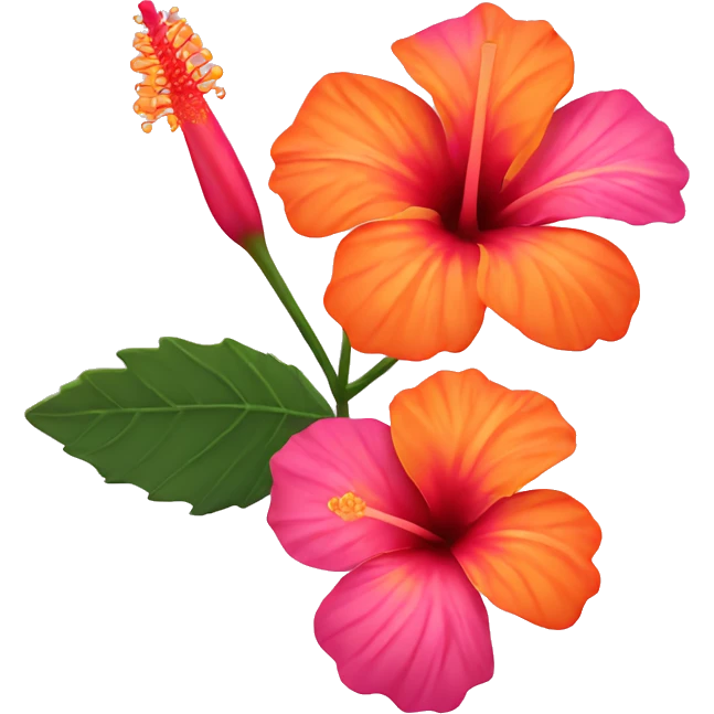 Pink and orange hibiscus flower emoji