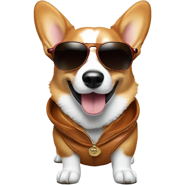 a corgi wearing jacques marie mage sunglasses emoji
