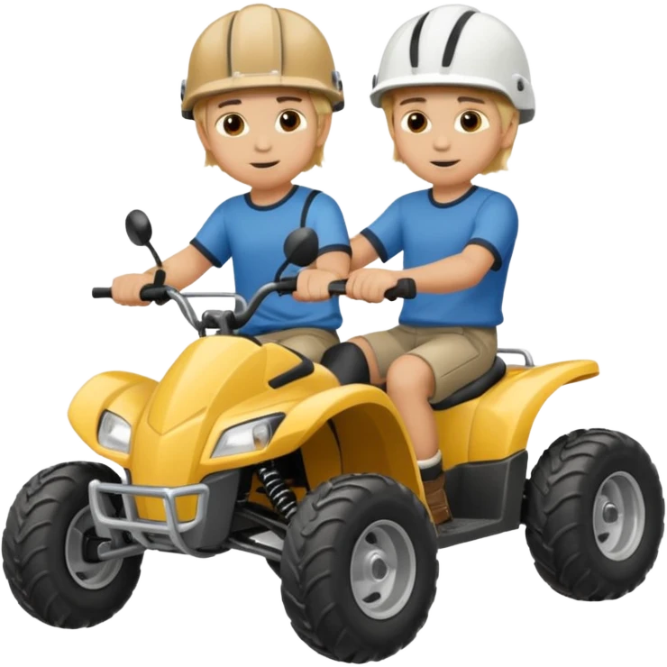 Can you make 2 blonde boys kids riding four wheelers emoji