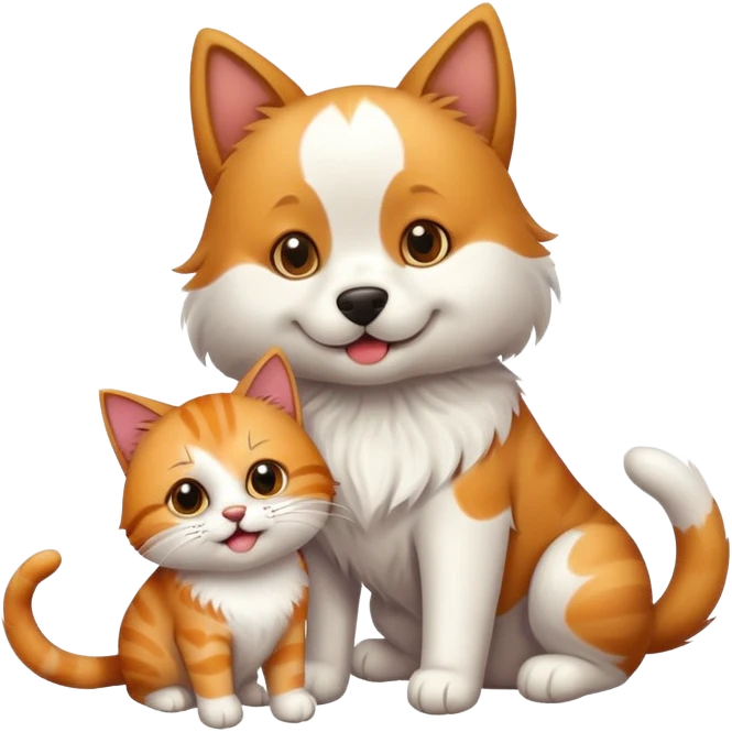Dog and a cat playing  emoji