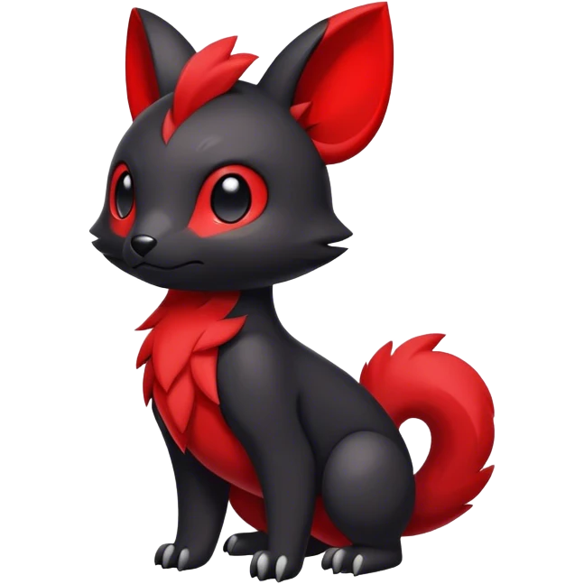 Cute black red animal hybrid Fakemon full body emoji