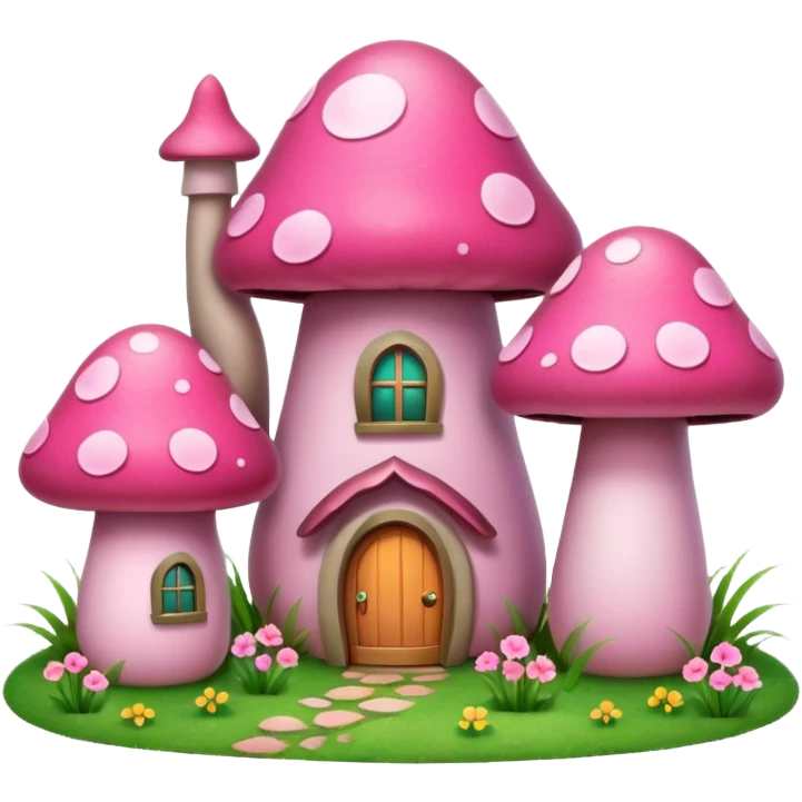pink mushroom houses emoji